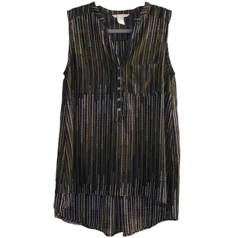 H&M Patterned Button Pocket Tank Top Blouse Sz 4